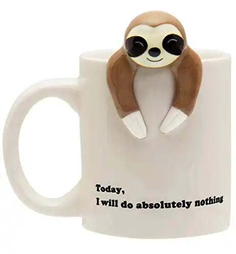 Decodyne Funny Sloth Coffee Mug - Cute Sloth Gifts For Women and Men - White Elephant Gifts for Adults Funny Office Gifts