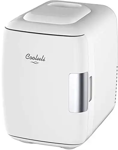Cooluli Mini Fridge for Bedroom - Car, Office Desk & Dorm Room - Portable 4L/6 Can Electric Plug In Cooler & Warmer for Food, Drinks, Skincare Beauty & Makeup - 12v AC/DC & Exclusive U...