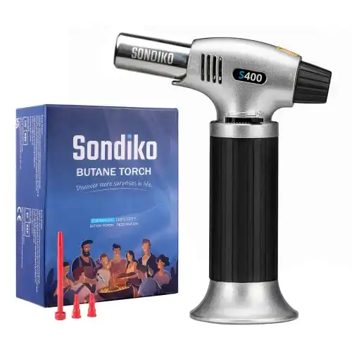 Sondiko Butane Torch S400, Refillable Kitchen Lighter