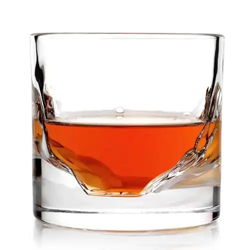 LIITON Grand Canyon Crystal Bourbon Whiskey Glasses Gift Set of 4, Heavy Freezable Old Fashioned Cocktail Glass Tumbler, Premium Luxury Gift for Men, Groomsman, 10 oz