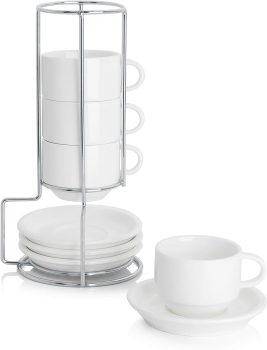 Porcelain Stackable Espresso Cups Set
