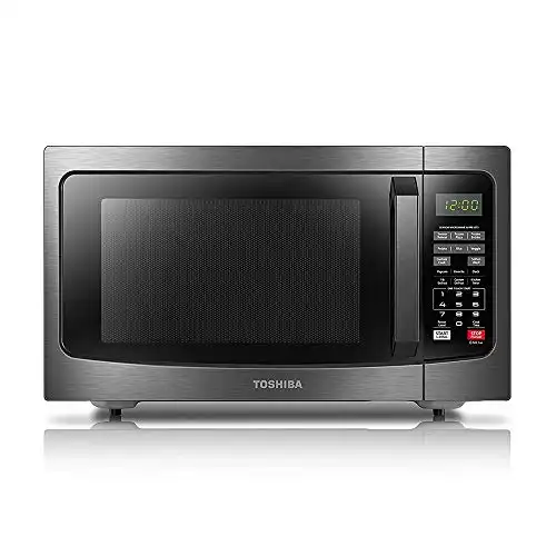 TOSHIBA EM131A5C-BS Countertop Microwave Ovens 1.2 Cu Ft, 12.4"; Removable Turntable Smart Humidity Sensor 12 Auto Menus, Mute Function & ECO Mode - 1100W