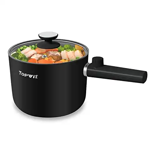 Topwit 1.5L Electric Cooker, Portable Non-Stick Frying Pan, BPA Free with Dual Power Control, Over-Heating & Boil Dry Protection
